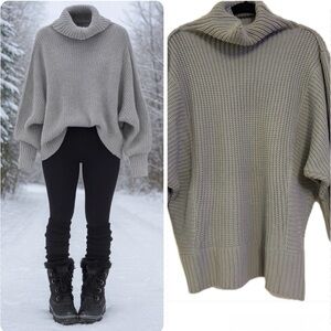 Oversized Batwing Gray Knit Sweater | Cozy Chic